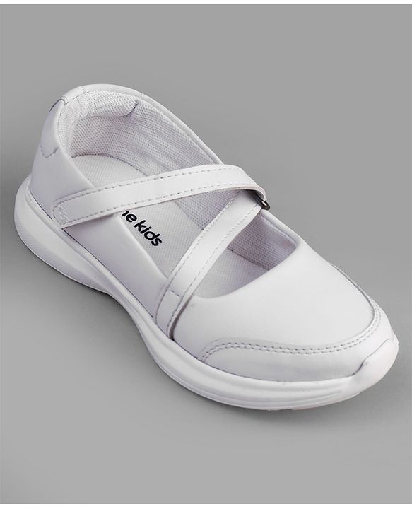 Pine Kids Velcro Closure Solid Coloured School Shoes - White