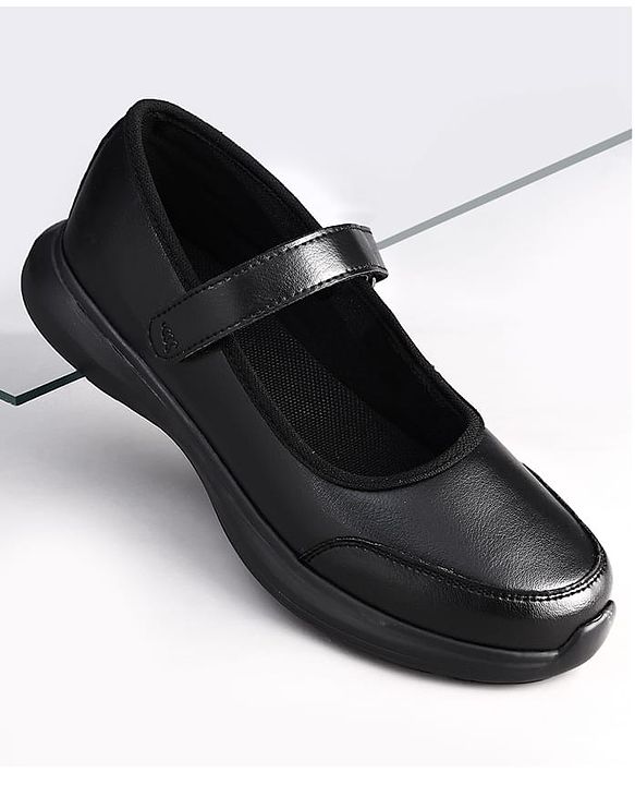 Pine Kids Velcro Closure Solid Color School Shoes - Black