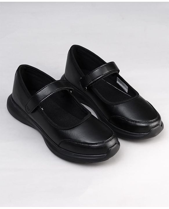 Pine Kids Velcro Closure Solid Color School Shoes - Black