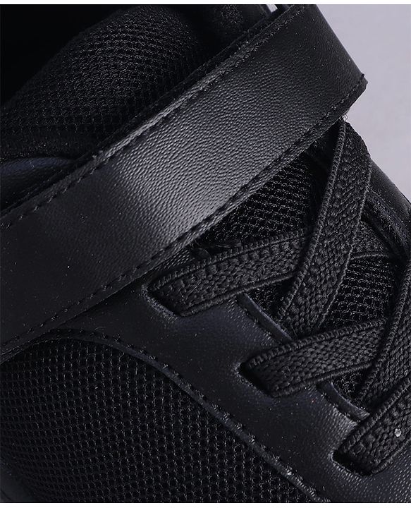 Pine Kids Velcro Closure Solid Color School Shoes - Black