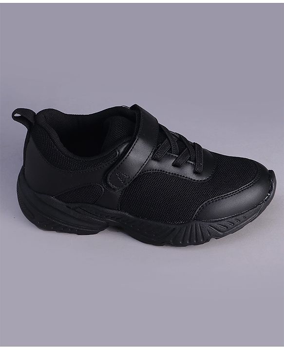 Pine Kids Velcro Closure Solid Color School Shoes - Black