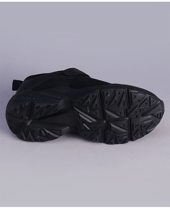 Pine Kids Velcro Closure Solid Color School Shoes - Black