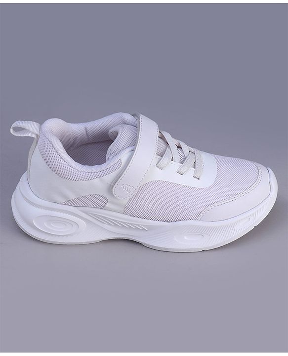 Pine Kids Velcro Closure Solid Color School Shoes - White
