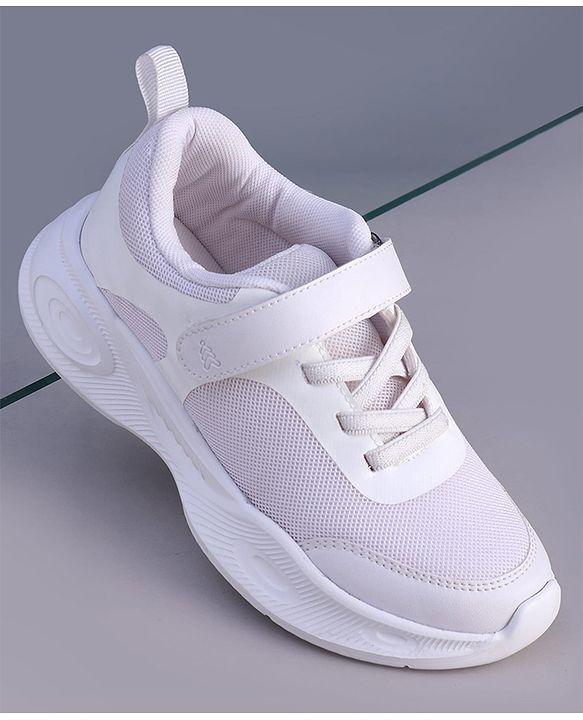 Pine Kids Velcro Closure Solid Color School Shoes - White