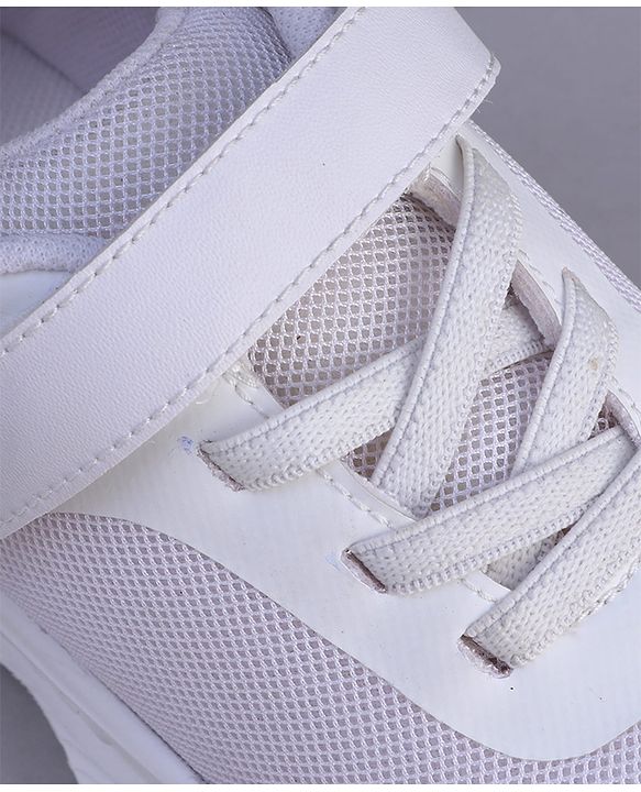 Pine Kids Velcro Closure Solid Color School Shoes - White