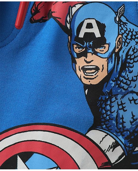 Pine Kids Marvel Single Jersey Knit Half Sleeves T-Shirt & Shorts Set With Avengers Graphics & Badge Detailing - White
