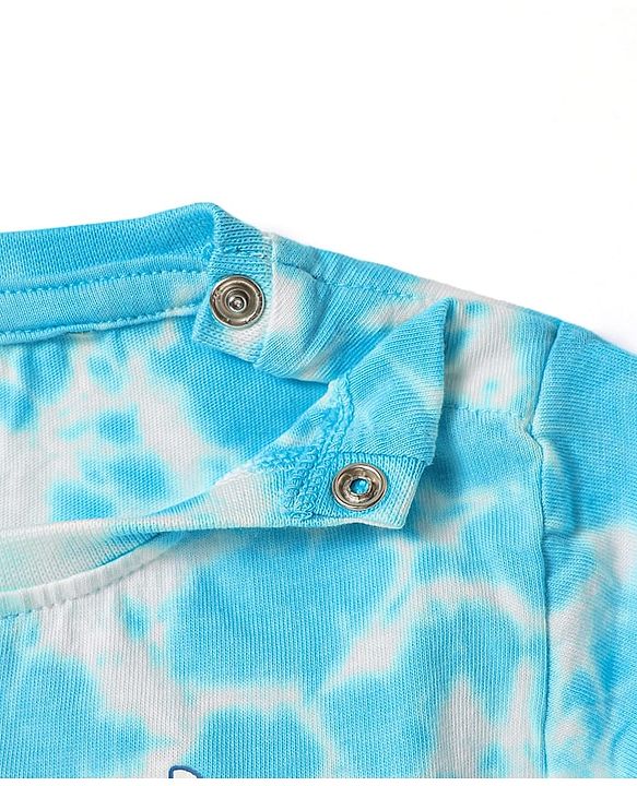 Babyhug Cotton Knit Half Sleeves T-Shirt With Animal & Tie & Dye Print - Light Blue