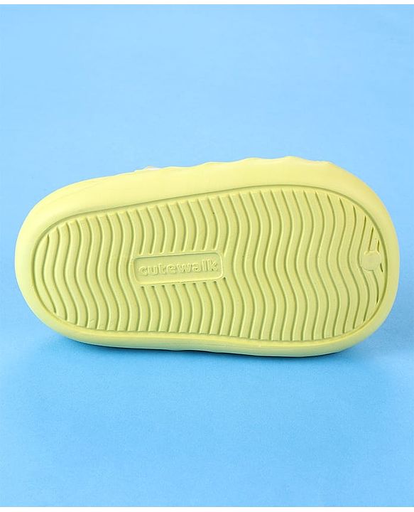 Cute Walk by Babyhug Clogs with Leaves Applique & Back Strap - Lime Green