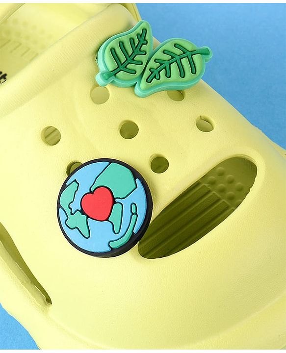 Cute Walk by Babyhug Clogs with Leaves Applique & Back Strap - Lime Green