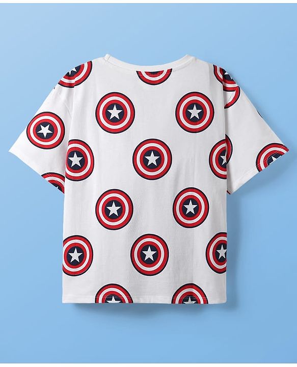 Pine Kids Marvel  Single Jersey Knit Half Sleeve Oversize Drop Shoulder T-Shirts with Avengers Graphics Pack of 3 - Red & White