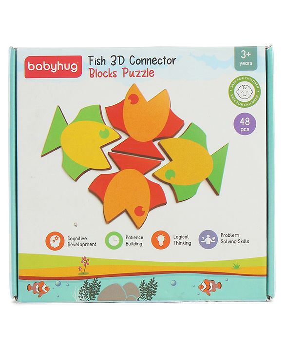 Babyhug Fish Jigsaw Puzzle-48 PCS |Screen Free Entertainment| Patience Building| Logical Thinking |Gifting For KIds |Multicolor