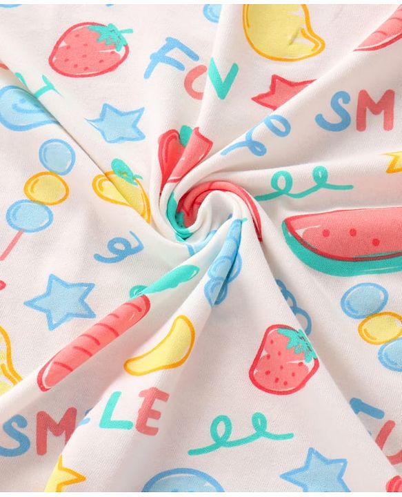 Babyhug Terry Knit Hooded Towel With Vegetable Print L 74 x B 71 cm - White