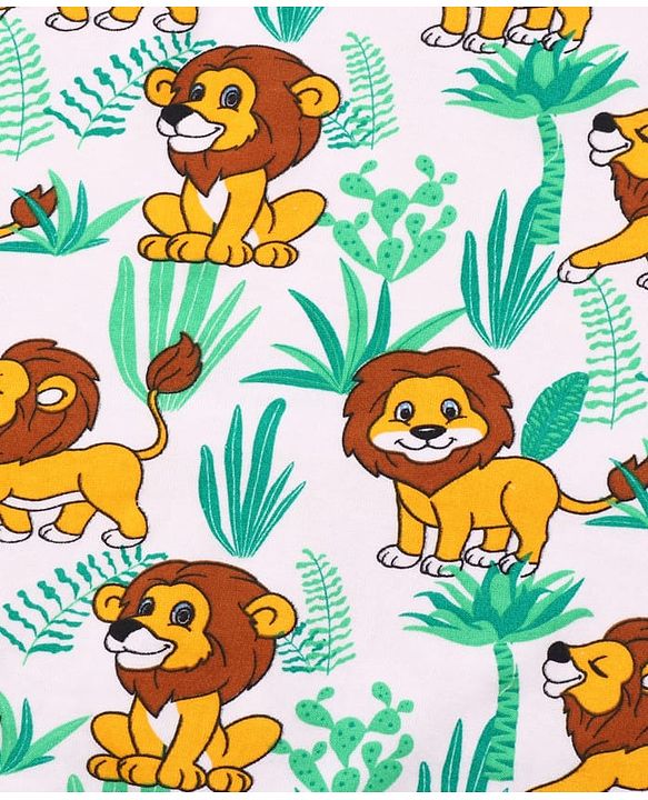 Babyhug Terry Knit Hooded Wrapper With Lion Print L 73 x B 73 cm - Yellow