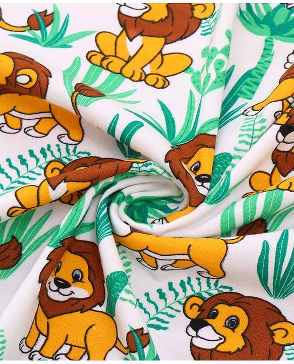 Babyhug Terry Knit Hooded Wrapper With Lion Print L 73 x B 73 cm - Yellow