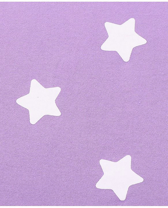 Babyhug Terry Knit Hooded Wrapper With Star Print L 73 x B 73 cm - Lavender