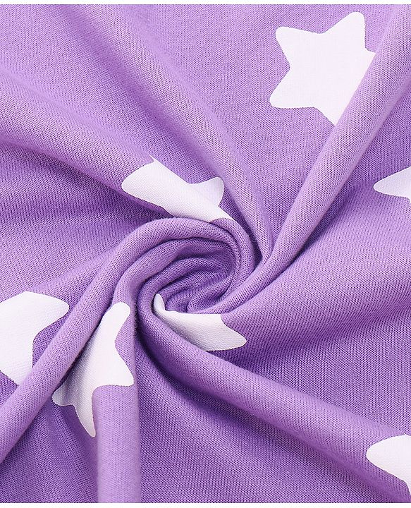 Babyhug Terry Knit Hooded Wrapper With Star Print L 73 x B 73 cm - Lavender