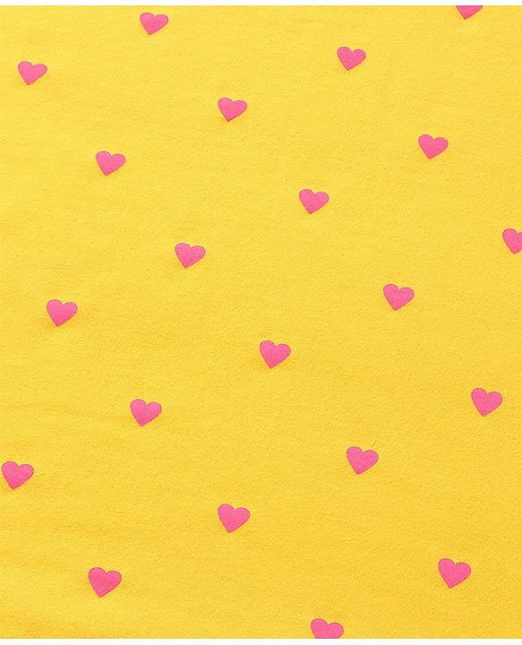 Babyhug Terry Knit Hooded Towel With Ice Cream & Heart Print L 75 x B 71 cm - Yellow