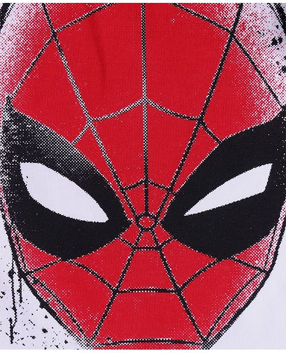 Pine Kids Marvel Light Weight Terry Knit Half Sleeves Oversize Drop Shoulder T-Shirt With Front And Back Spider Man Graphics - White