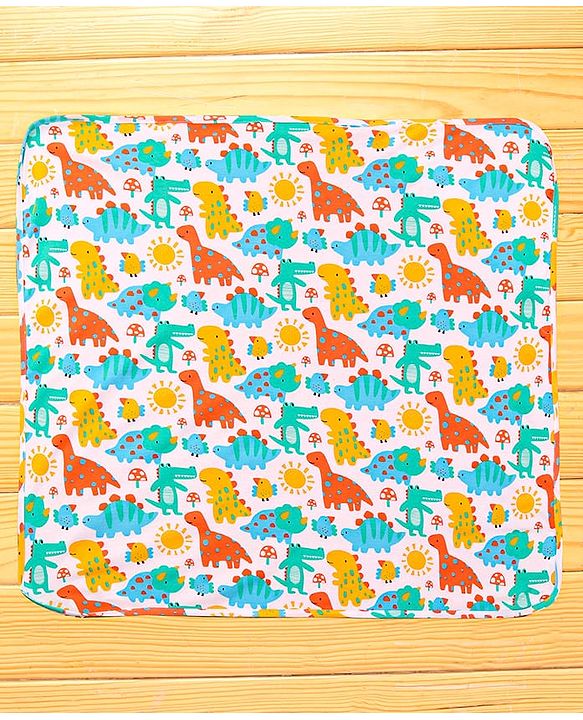 Babyhug Interlock Knit Hooded Towel with Animal Printed L 76.2 x B 76.2 cm - White