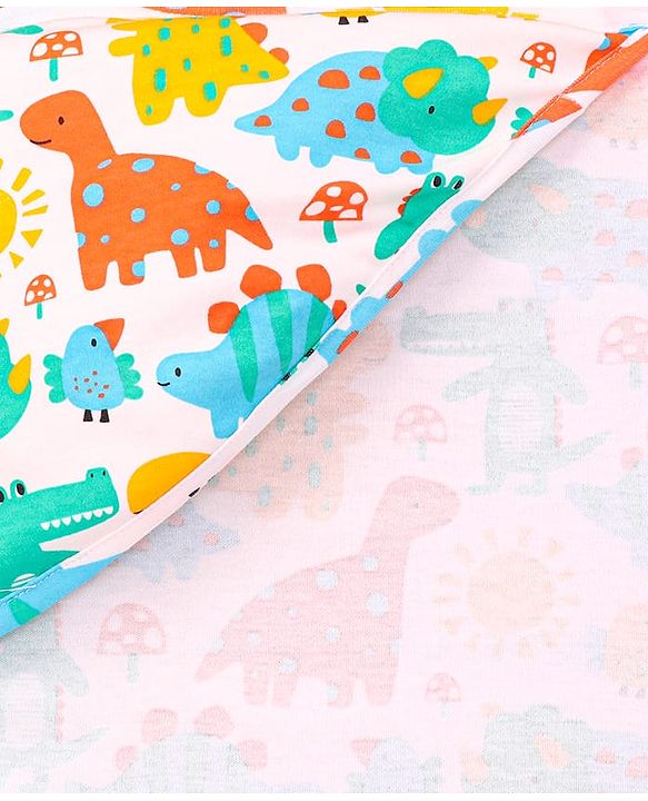 Babyhug Interlock Knit Hooded Towel with Animal Printed L 76.2 x B 76.2 cm - White