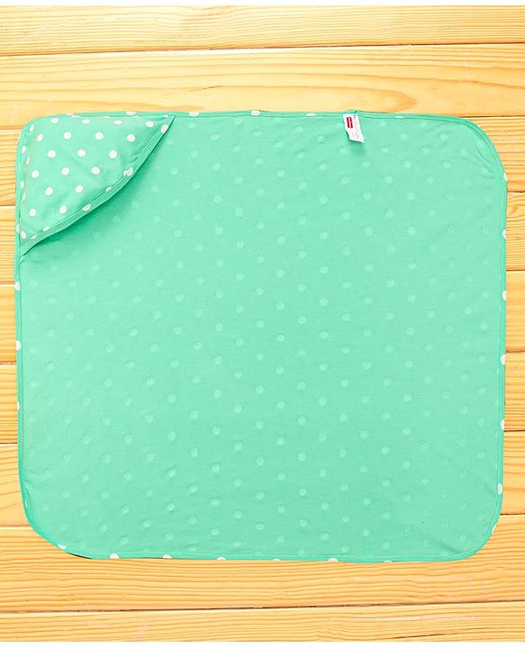 Babyhug Interlock Knit Hooded Towel with Polka Dots Print L 76.2 x B 76.2 cm - Green