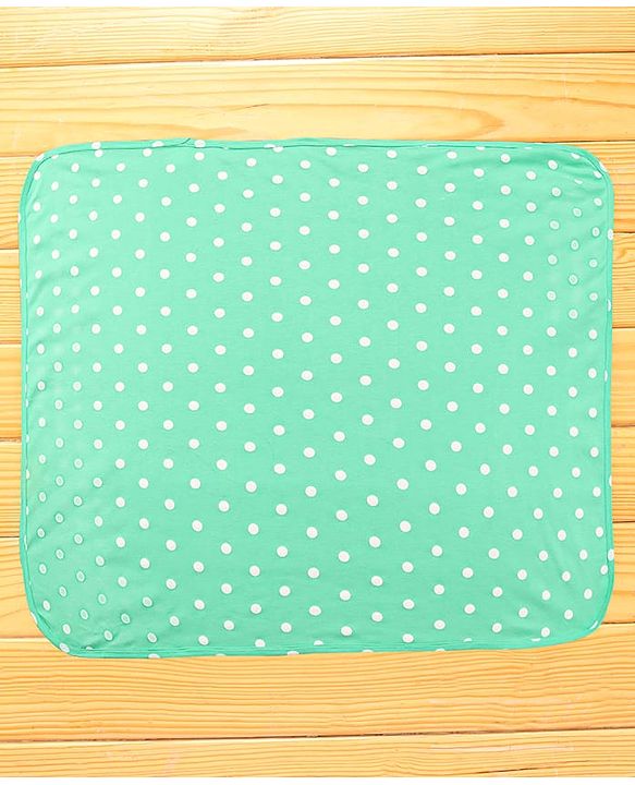 Babyhug Interlock Knit Hooded Towel with Polka Dots Print L 76.2 x B 76.2 cm - Green
