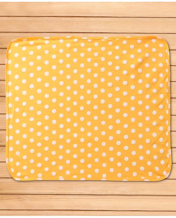 Babyhug Interlock Knit Hooded Wrapper with Polka Dots Print L 76 x B 76 cm - Yellow