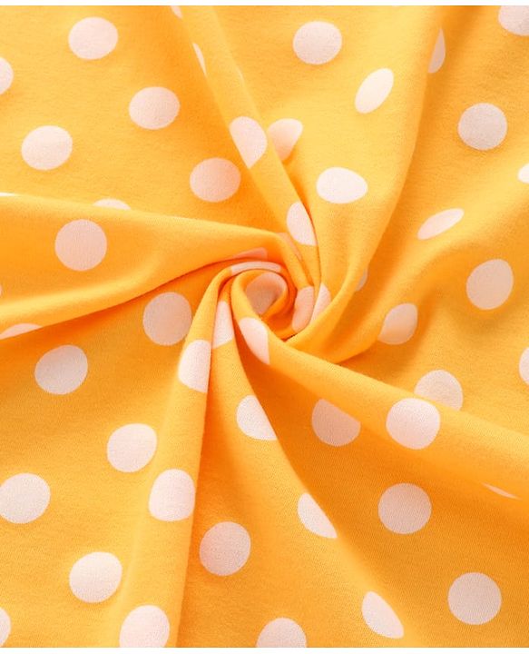 Babyhug Interlock Knit Hooded Wrapper with Polka Dots Print L 76 x B 76 cm - Yellow