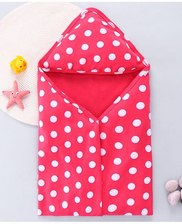 Babyhug Sleeveless Frock with Polka Dots Foil Print - Red main image 1