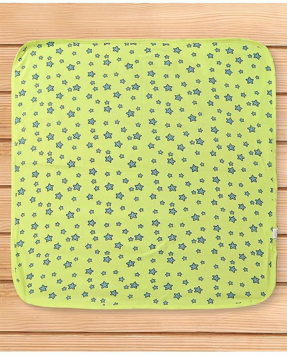 Babyhug Terry Knit Hooded Towel with With Star Print L 30 x B 30 cm - Neon Green