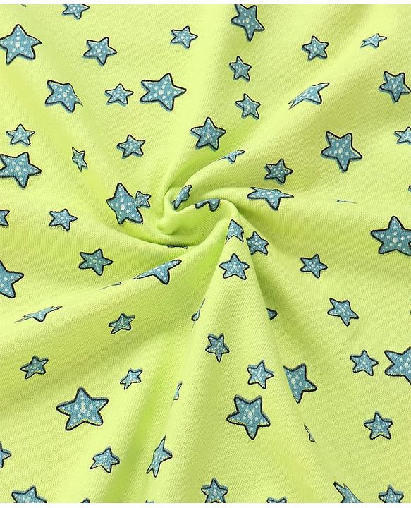 Babyhug Terry Knit Hooded Towel with With Star Print L 30 x B 30 cm - Neon Green