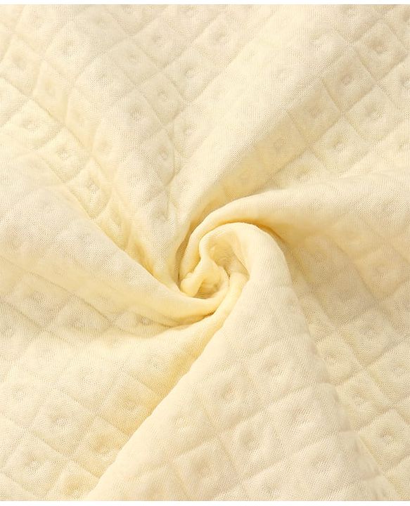 Babyhug Cotton Knit Jacquard  Hooded Wrapper With Animal Embroidery Patch L 30 x B 30 cm -  Cream