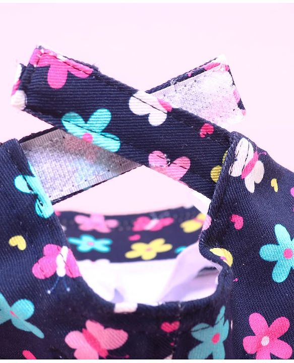 Babyhug 100% Cotton Woven Cap With Floral Print Navy Blue - Diameter 17 cm