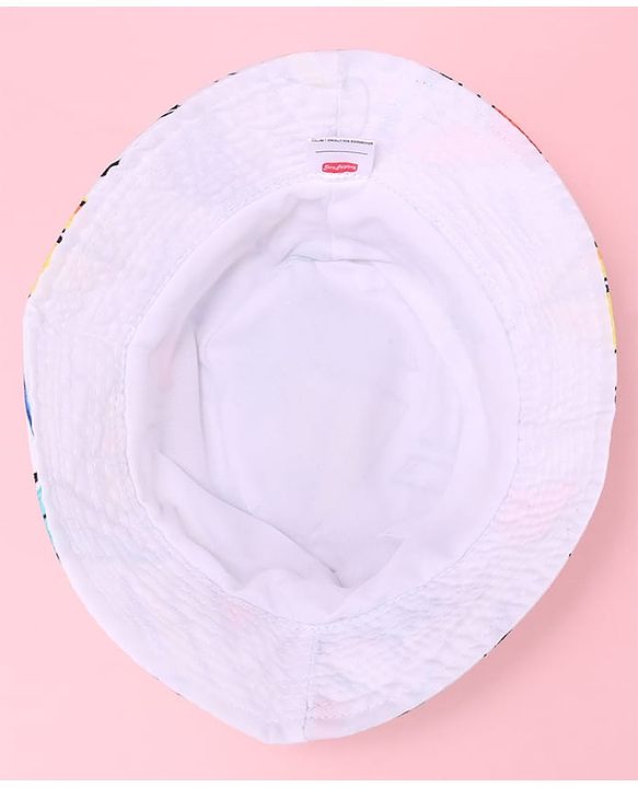 Babyhug Two Layer Bucket Hat with Abstract Print White Orange & Blue - Diameter 18 cm