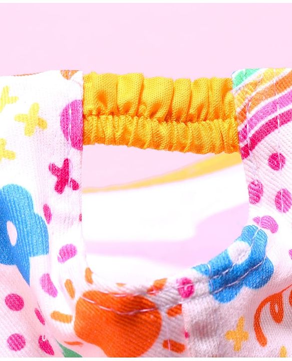 Babyhug Cotton Woven Cap With Floral Print Yellow - Diameter 46 cm