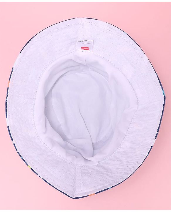 Babyhug Two Layer Bucket Hat with Sea Life Print Navy Blue - Diameter 20 cm