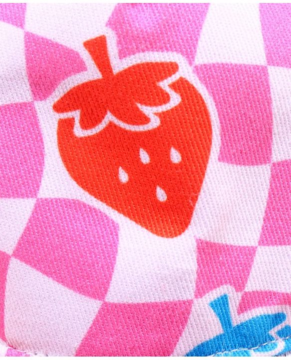 Babyhug Cotton Woven Cap With Checkered Print Pink - Diameter 45 cm
