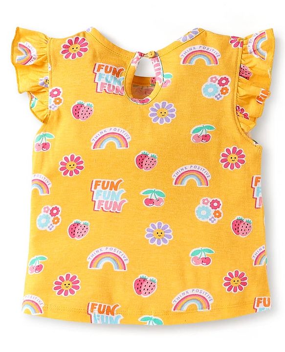 Babyhug Cotton Knit Frill Sleeves T-Shirts with Polka Dots & Floral Print Pack of 3 - Purple & Pink