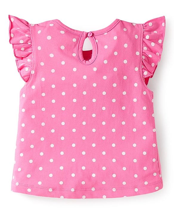 Babyhug Cotton Knit Frill Sleeves T-Shirts with Polka Dots & Floral Print Pack of 3 - Purple & Pink