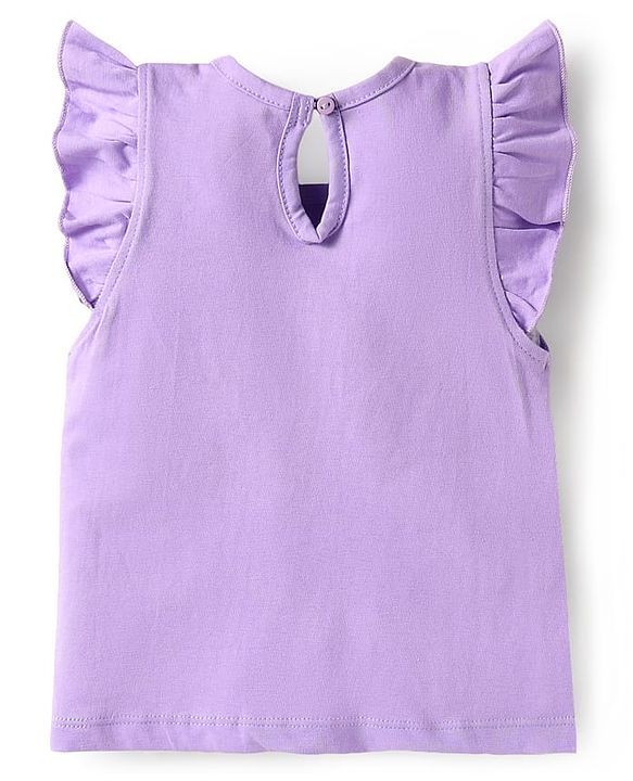 Babyhug Cotton Knit Frill Sleeves T-Shirts with Polka Dots & Floral Print Pack of 3 - Purple & Pink