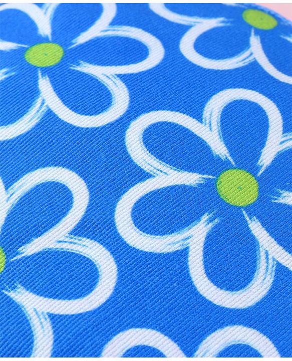 Babyhug Cotton Woven Two Layer Bucket Hat with Floral Print Blue - Diameter 17 cm