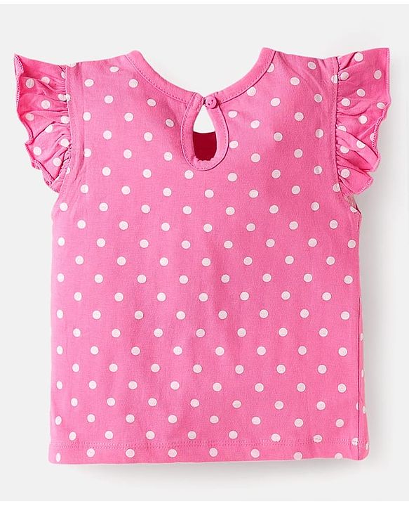 Babyhug Cotton Knit Frill Sleeves T-Shirts with Polka Dots & Floral Print Pack of 3 - Light Green & Pink