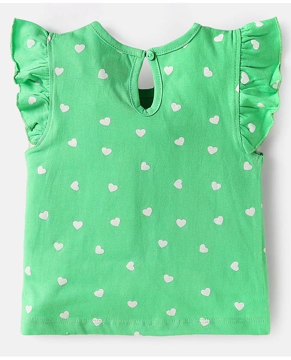 Babyhug Cotton Knit Frill Sleeves T-Shirts with Polka Dots & Floral Print Pack of 3 - Light Green & Pink