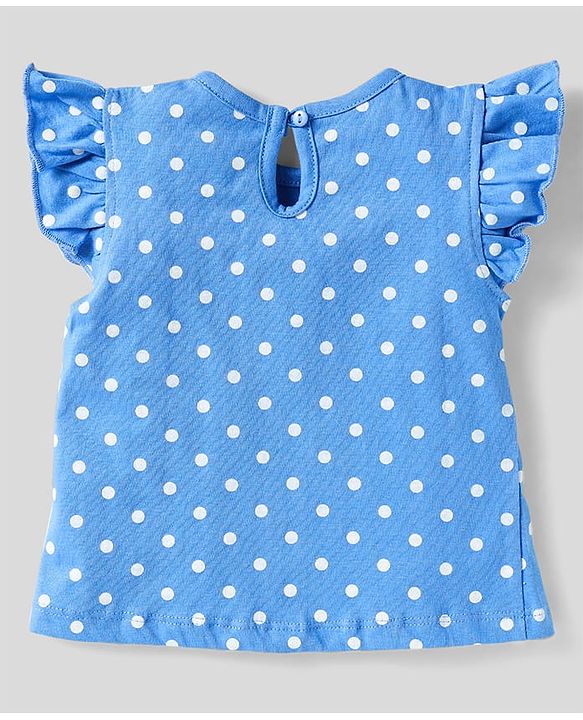 Babyhug Cotton Knit Frill Sleeves T-Shirts With Floral & Polka Dot Print Pack Of 3 - Red & Blue