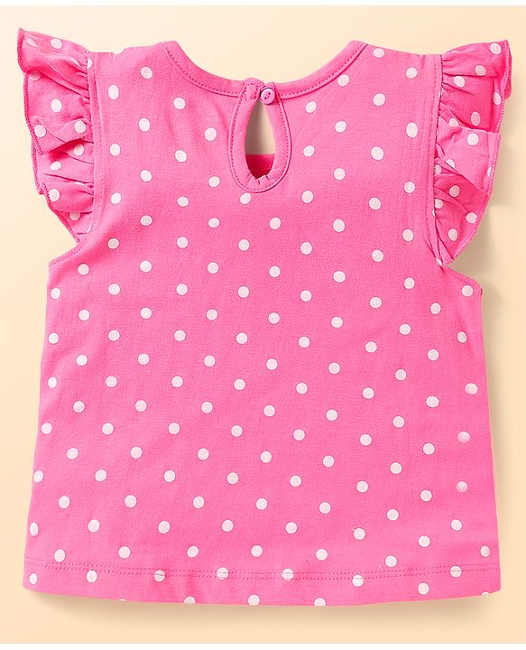 Babyhug Cotton Knit Frill Sleeves T-Shirts With Polka Dot & Sea Life Print Pack Of 3 - Pink & Purple