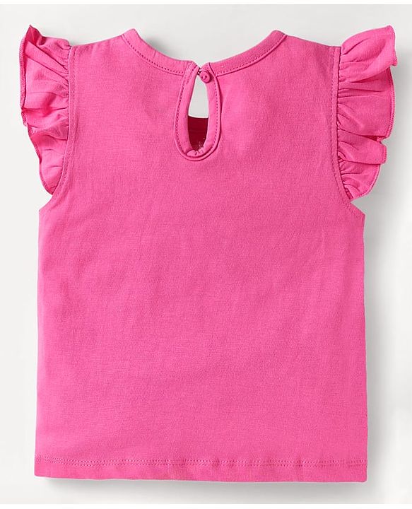 Babyhug Cotton Knit Frill Sleeves T-Shirts with Polka Dots & Floral Print Pack of 3 - Orange & Pink