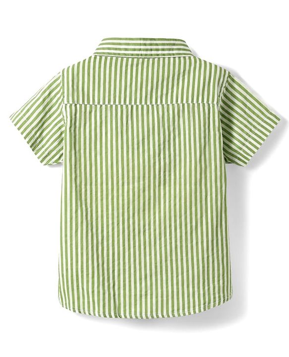 Babyhug Cotton Woven Half Sleeves Shirts and Shorts Set with Stripes - Light Green