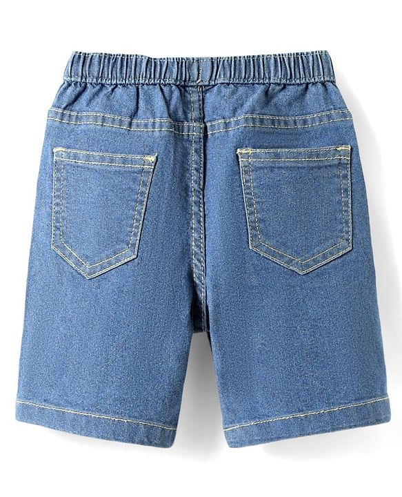 Babyhug Cotton Woven Half Sleeves Striped Shirt & Denim Shorts Set - Yellow & Blue