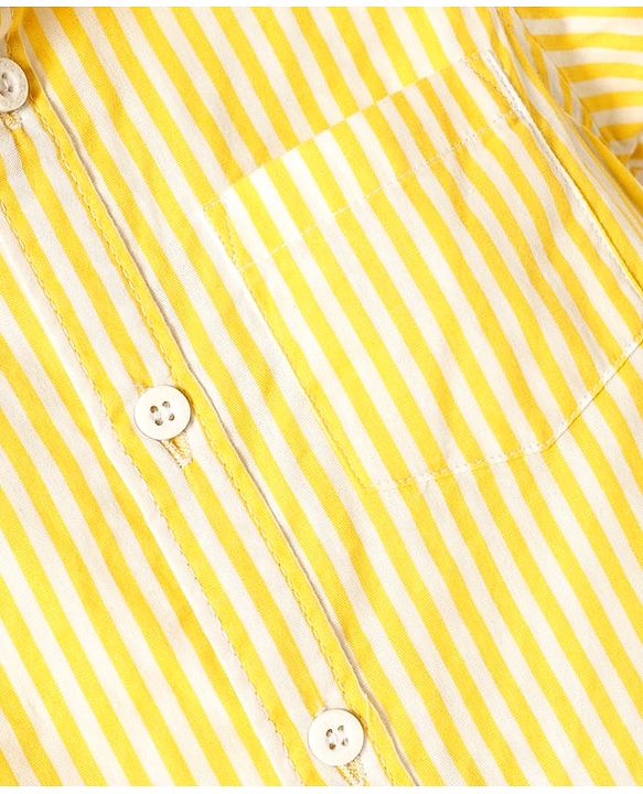 Babyhug Cotton Woven Half Sleeves Striped Shirt & Denim Shorts Set - Yellow & Blue