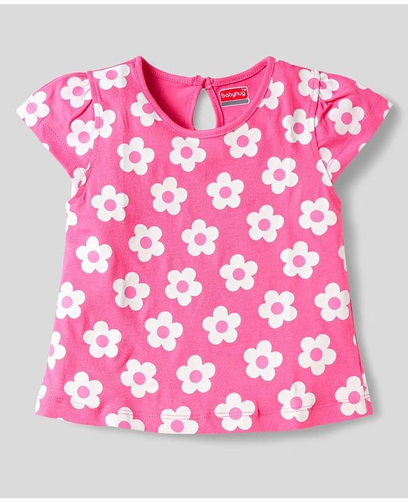 Babyhug Cotton Knit Sleeveless T-Shirts With Floral & Ice- Cream Print Pack Of 3 - Pink Yellow & White
